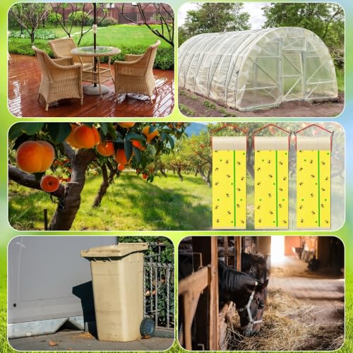 15 Rolls Sticky Fly Trap 30 ft Each, Fluorescent Yellow, Green Lines - color: Fluorescent Yellow with Green Lines