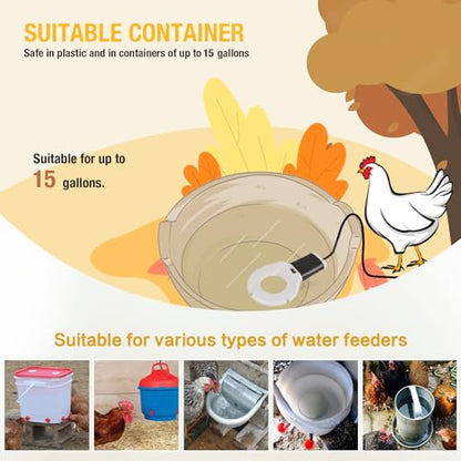 150W Chicken Water Heater,Submersible Bucket Heater Deicer for Poultry - size: 150Watt