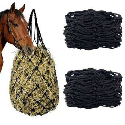 2 PCS Slow Feed Hay Nets for Horses, 40" Large Hay Feeder Bag with 2.6" Holes for Horse, Goat, Sheep - Hanging Hay Net for Grazing