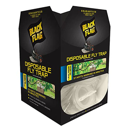 Black Flag Disposable Fly Trap, Attracts All Major Fly Species , 12 Pack | Attracts & Traps All Major Fly Species, Starts Working in Minutes, Includes Attractant, Leak Proof with Discreet Design