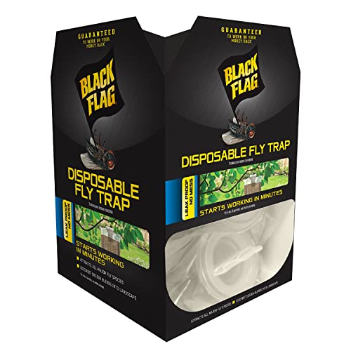 Black Flag Disposable Fly Trap, Attracts All Major Fly Species , 12 Pack | Attracts & Traps All Major Fly Species, Starts Working in Minutes, Includes Attractant, Leak Proof with Discreet Design