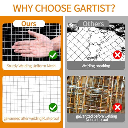 Gartist 1/2 in 48"x100' Hardware Cloth – Hot-Dip Galvanized After Welding, 19GA Chicken Wire Fencing Roll for Snake, Raccoon & Fox Prevention - size: 19G 1/2 48"x100'