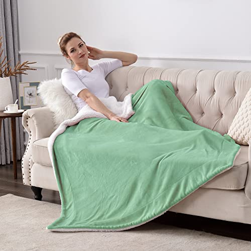 SOCHOW Sherpa Fleece Throw Blanket, Celadon, 50x60 inches | Double-Sided Super Soft Luxurious Plush Blanket Throw Size - color: Celadon, size: 50"×60"