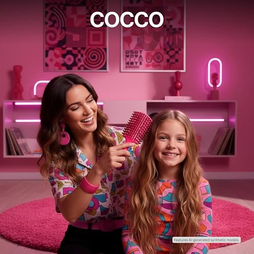 COCCO Aura Vent Boar Brush, Dual-Curved Design for Faster Drying - color: Pink