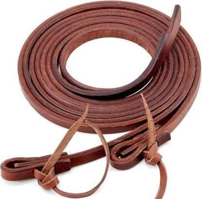 Jeereal Leather Split Reins, Heavy Oil Weighted 15oz, 6.0mm Thickness, Broken in,1/2" Width Supple Leather Reins for Western Horse ProTack