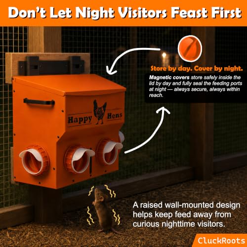 CluckRoots Metal Chicken Feeder 16-18 Lb No Waste Hanging Feeder