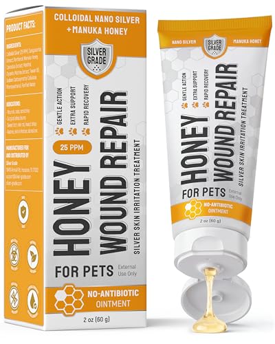 Dog Wound Care with Manuka Honey & Colloidal Silver for Scratches & Skin Irritations – Cat & Dog Hot Spot Treatment Gel Works as Honey Rapid Wound Repair for Horses – for All Pets – 2-Oz
