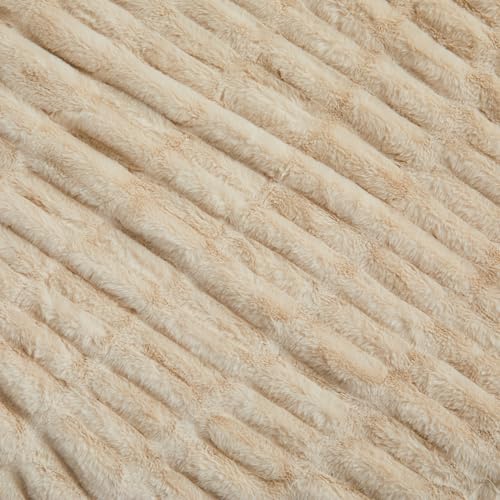 Springtree Home Luxury Micro Plush Throw Blanket | Thick Faux Fur | Beige | Lily Collection | 50" x 60" | Beige Blanket | Ultra Plush - color: Summer Sand, size: 50" x 60" (Medium)
