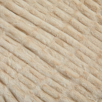 Springtree Home Luxury Micro Plush Throw Blanket | Thick Faux Fur | Beige | Lily Collection | 50" x 60" | Beige Blanket | Ultra Plush - color: Summer Sand, size: 50" x 60" (Medium)