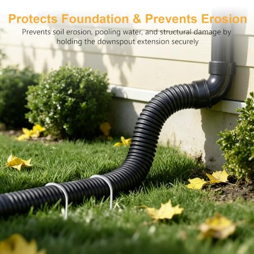 Rain Gutter Downspout Extension Fixing Pin - Holds Tight in Heavy Rain & Wind|Directs Water Away from Foundation|Durable Iron Construction, Easy No-Drill Installation 4 Pack- White - color: White