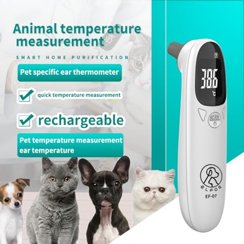 Pet Thermometer for Dogs, Cats, and Livestock, Fast Digital Veterinary Thermometer with Long Probe, Comfortable Flexible Tip, Waterproof Design (White)