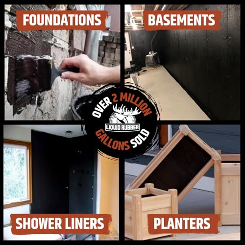 Liquid Rubber Foundation Sealant - Basement Waterproof Sealer, Black, 1 Gal | Flexible Elastomeric Coating - Crack Filler, Leak Repair, Basement Waterproofing Solution, Indoor/Outdoor Use, DIY Protection - size: 1 Gallon