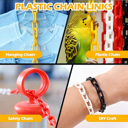 120 Feet Plastic Barrier Chain Yellow,1.5-Inch Link Diameter Safety Barrier Chain，Large Plastic Chain，6MM Plastic Barrier Chain，Plastic Chain Links - color: Yellow, size: 1-1/2 in-120feet