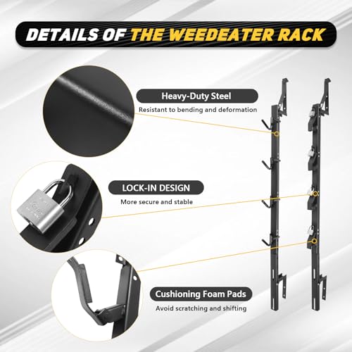 Black 4 Place Trimmer Weed Eater Rack for Enclosed & Open Trailer - size: 4 lock