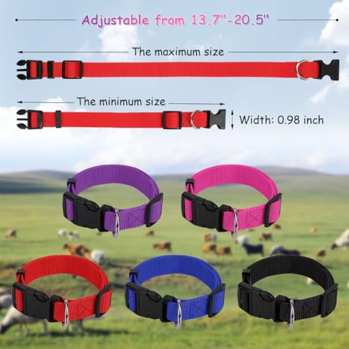 5 Pack Classic Goat Collars with Bells,Anti-Lost Pet Collar - color: Multi-colored