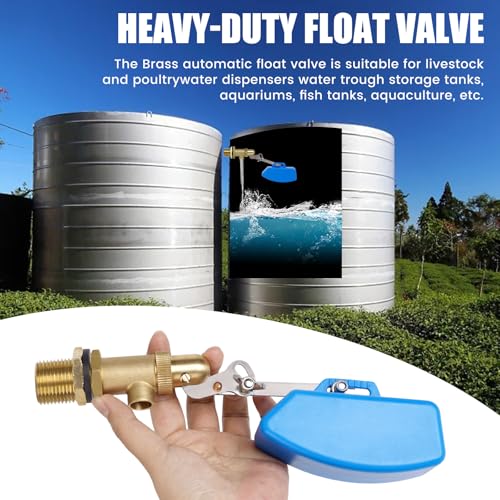 Brass Float Valve for Water Trough Stock Tank,3/4 Inch Automatic Water Level Control Pond Farm Livestock Cattle Goat Horse Livestock Waterer Pool Auto fill Float Valve (3/4" 2PCS) - style: 3/4" 2PCS