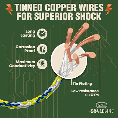 Electric Fence Polybraid 1/4" Rope 660Ft - 6 Tinned Copper Wires - size: 660 ft