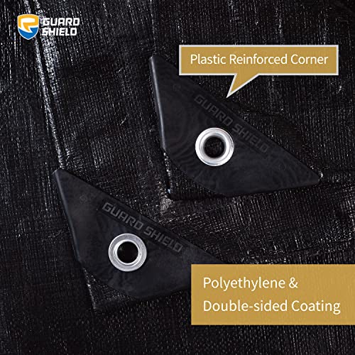 GUARD SHIELD Tarps Heavy Duty Waterproof 30x40 Feet Black Poly Tarp Cover Outdoor Thick UV Resistant Tarpaulin with Grommets 10mil - color: Black, size: 30x40