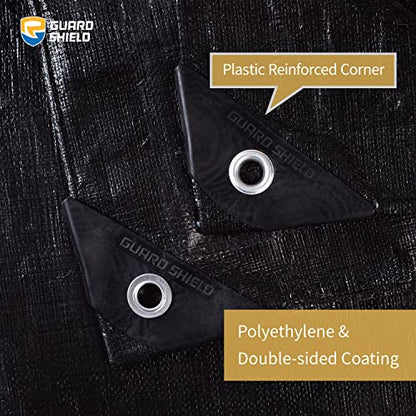GUARD SHIELD Tarps Heavy Duty Waterproof 30x40 Feet Black Poly Tarp Cover Outdoor Thick UV Resistant Tarpaulin with Grommets 10mil - color: Black, size: 30x40