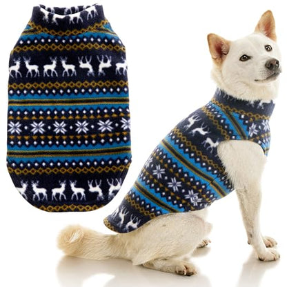 Gooby Stretch Fleece Vest Dog Sweater, Reindeer Blue, X-Small - color: Reindeer Blue, size: X-Small Length (7")