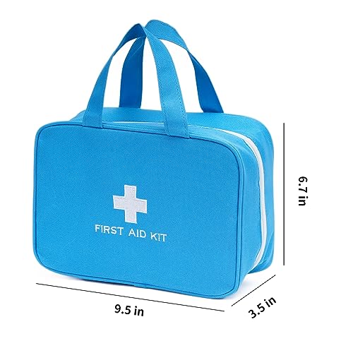 TOPASION Compact Empty First Aid Kit Bag Emergency Trauma Medical Pouch Travel Medicine Organizer Bag for Home, Camping, Traveling, Car (Blue) - color: Blue