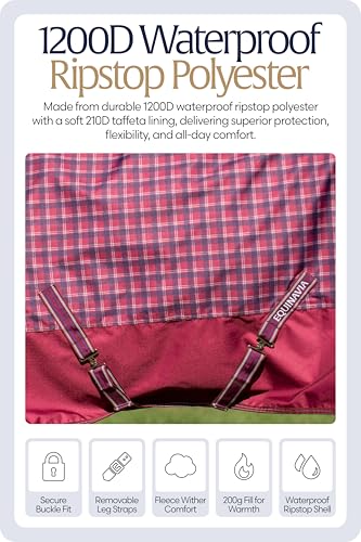 Equinavia Arktis Regular Neck Heavy Turnout Blanket 300g - Cranberry Red - 75 in - color: Cranberry Red, size: 75 in
