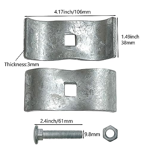 Kenner Chain Link Fence Clamps - 8 Set, 1-5/8" Galvanized Steel Saddle and Kennel Clamps for Pipe Panel Frames - size: 1-5/8"