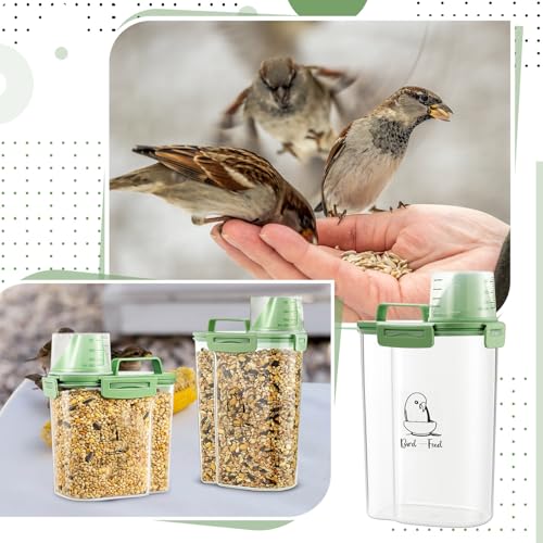 Ripeng 2 Pcs Bird Seed Storage Container, Food Container with Measuring Cup - size: 1.5 L,1.5 L