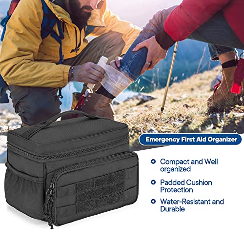Damero Small Medicine Storage Bag Empty, Family First Aid Box with Divider | Emergency Trauma Kit Organizer Bag First Aid Bag, Multi-Pockets for Medical Supplies, for Hiking, Camping and Home, Bag Only