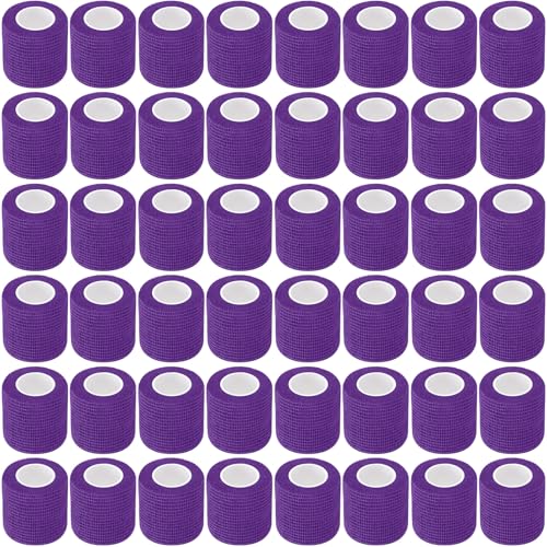 Treela 48 Pack Self Adhesive Wrap Bandage, Purple, 2 Inches x 5 Yards - color: Purple, size: 2 Inch X 5 Yards
