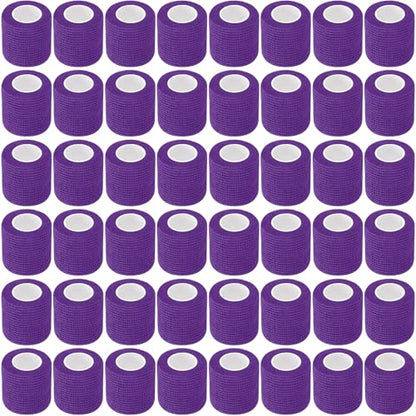 Treela 48 Pack Self Adhesive Wrap Bandage, Purple, 2 Inches x 5 Yards - color: Purple, size: 2 Inch X 5 Yards