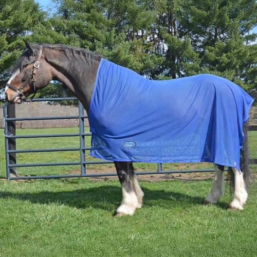Country Pride Scrim Cooler, Lightweight Mesh Horse Blanket, Breathable Fly Protection, Post-Bath Drying Sheet, 84" x 90" Square Style (Blue) - color: Blue