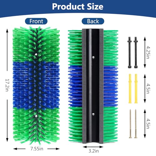 2 Pcs Livestock Scratching Brush, Cow Scratcher Brush Horse Brushes, Relieve Itching on the Back of Livestock, Full Massage Grooming Brush Kit With 6 Screws for Horses, Cow, Goat, Cattle, Sheep, Pigs