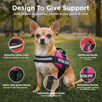 Industrial Puppy Emotional Support Vest Harness, XS 16.5-21.5 in, Pink - color: Hot Pink, size: XS, Fits Girth 16.5-21.5"