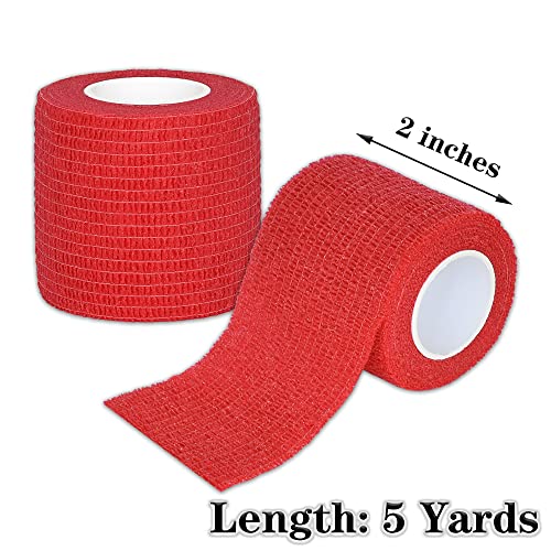 Tindobewan Self Adhesive Bandage Wrap, 2 Inches 8 Rolls Red - color: Red, size: 2 Inch