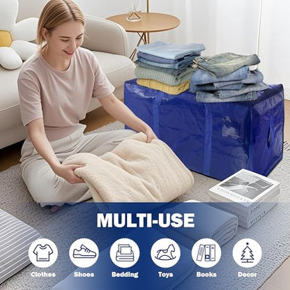 8 Pack Extra Heavy Duty Large Moving Bags with Strong Zipper & Carrying Handles, Sturdy Clothes Storage Bag Totes Bins, Packing Bags Moving Boxes College Moving Supplies, Dark Blue - 33 gal - size: 33 gal-Dark Blue