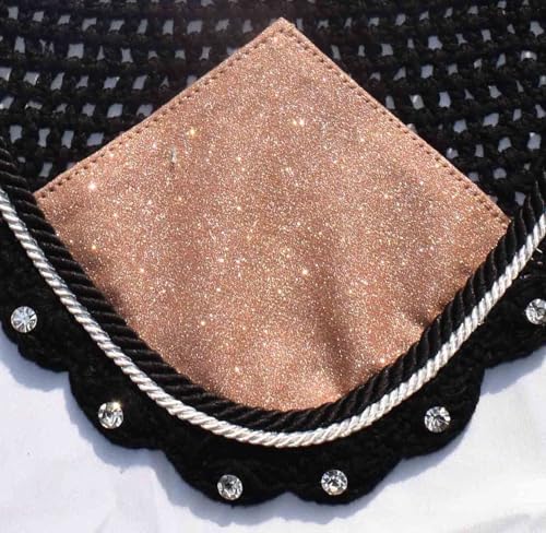 Rose Gold Glitter Grade Saddle Pad Set Matching Ear Bonnet | Equestrian Show Gear | Horse Riding Matchy Set | Dressage or Jumping/Hunter