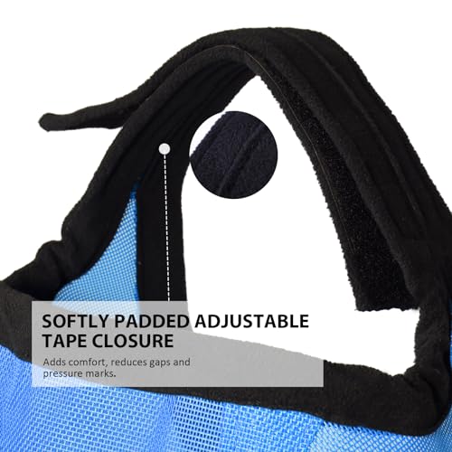 Harrison Howard Cattle Livestock Fly Mask Breathable Mesh Padded Edging with Fun Patterns Large Spacing Forelock Opening Design Adjustable Fit for Cattle Sky Blue - color: Sky Blue