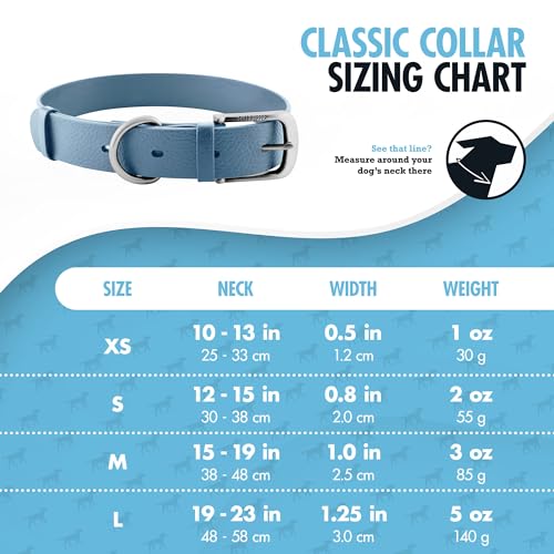 Tuff Pupper Heavy Duty Waterproof Dog Collar for Small, Medium & Large Dogs - color: Sky Blue