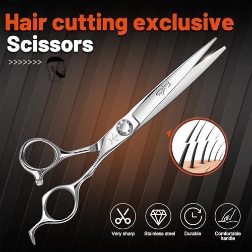 High-end Professional Extremely Very Sharp Barber Hair Cutting Scissors Hairdresser Shears For Hair 6.5 Inch Haircut Scissor Made Of Stainless Steel Alloy For Hairdressing Salon and Home Use - size: 6.5 Inch, style: Shears