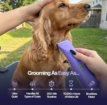 Falcon 2 Speed Cordless Dog Clippers - Professional Grooming, Purple - color: Falcon Purple