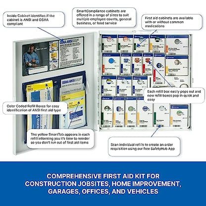First Aid Only 746000 SmartCompliance 50-Person ANSI A+ and OSHA Compliant First Aid Kit for Business, Large Metal First Aid Cabinet with Medications, 241 Pieces