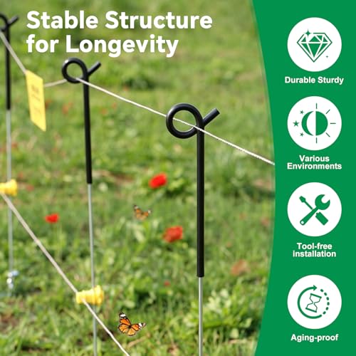41" Systems Pig Tail Step-in Electric Fence Post for Livestock,30Pcs Black - color: Black