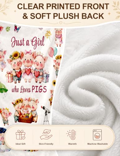 Pig Gifts for Gils Friends Piggy Lovers, Pig Blanket, Pigs Birthday Gifts | Just A Girl Who Loves Pigs Pig Blanket Gifts Christmas Thanksgiving Day Soft Flannel Throw Blanket for Girls Adult, 50*60 - color: Pig
