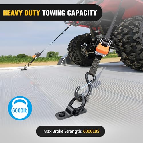 Nilight 6Pcs 3/8” Steel Heavy Duty Truck Tie Down Anchors | 6000 Pound Tie Down Rings Hooks for Trucks Trailers Boats RV Campers Vans Kayaks Motorcycles Deliveries ATVs,Black - color: 3/8" 6Pcs Black