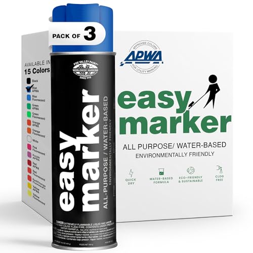 Fox Valley Easy Marker Inverted Spray Paint 16oz Pack of 3, Blue - color: Blue APWA