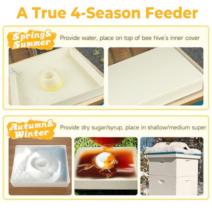KAGZ Hive Top Bee Feeder for 10 Frame Beehive, 1.5 Gallons (6L) Bee Feeders for Hives with Anti-Drowning Sponge Rings, Bee Hive Feeder Beekeeping Supplies