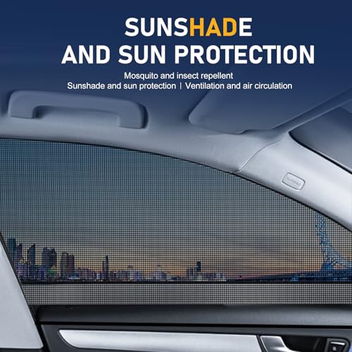 4 PCS Car Window Screen Mesh, Heat Block Double-layer Car Window Shade, Breathable High Elastic Mesh Privacy Protection Curtain, Universal for Most SUVs (Black) - color: Black #SUV