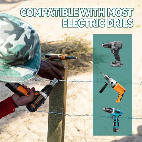 Twist Ties Tool for 9 Gauge Drill Chuck, Fixing Twist Fence Ties Tool Compatible with 3/8" Power Drills Wire Easy Twist Tool for Fixing Chain Link Fence and Loop Fences