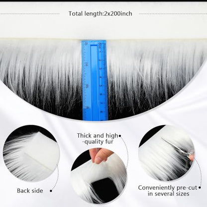 Tatuo 2 X 200 Inch White Fake Fur Fabric for Crafts Sewing DIY - color: White, size: 2 x 200 Inch